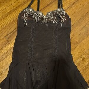 Plum Sheer Embroidered Lingerie
